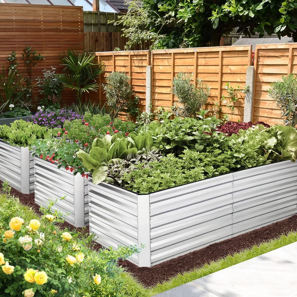 SEJOV Raised Garden Bed 6x3x2ft Galvanized Metal Deep Root Planter Box with Metal Stake for Vegetables, Flowers, Herbs, Fruits 2-Pack Backyard and Patio Raised Beds ualawncare