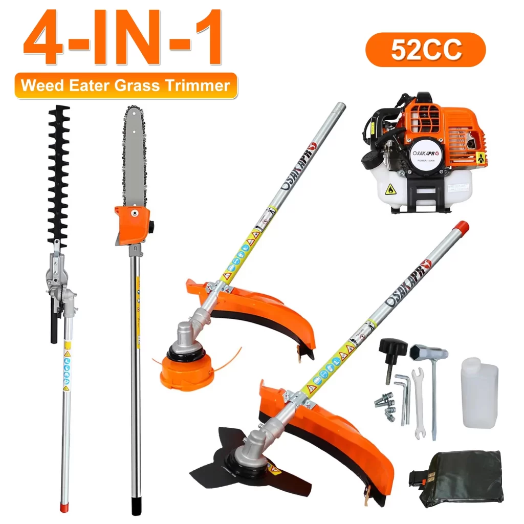 4 in 1 Weed Eater Grass Trimmer, Multi-Functional String Trimmer with Gas Pole Saw, Hedge Trimmer ualawncare